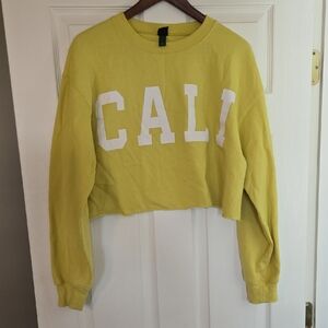 Wild Fable Yellow CALI Cropped Hoodie